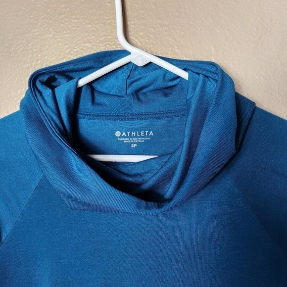 Athleta Teal Essence Cowlneck Hooded Tunic-Size S - Picture 3 of 8